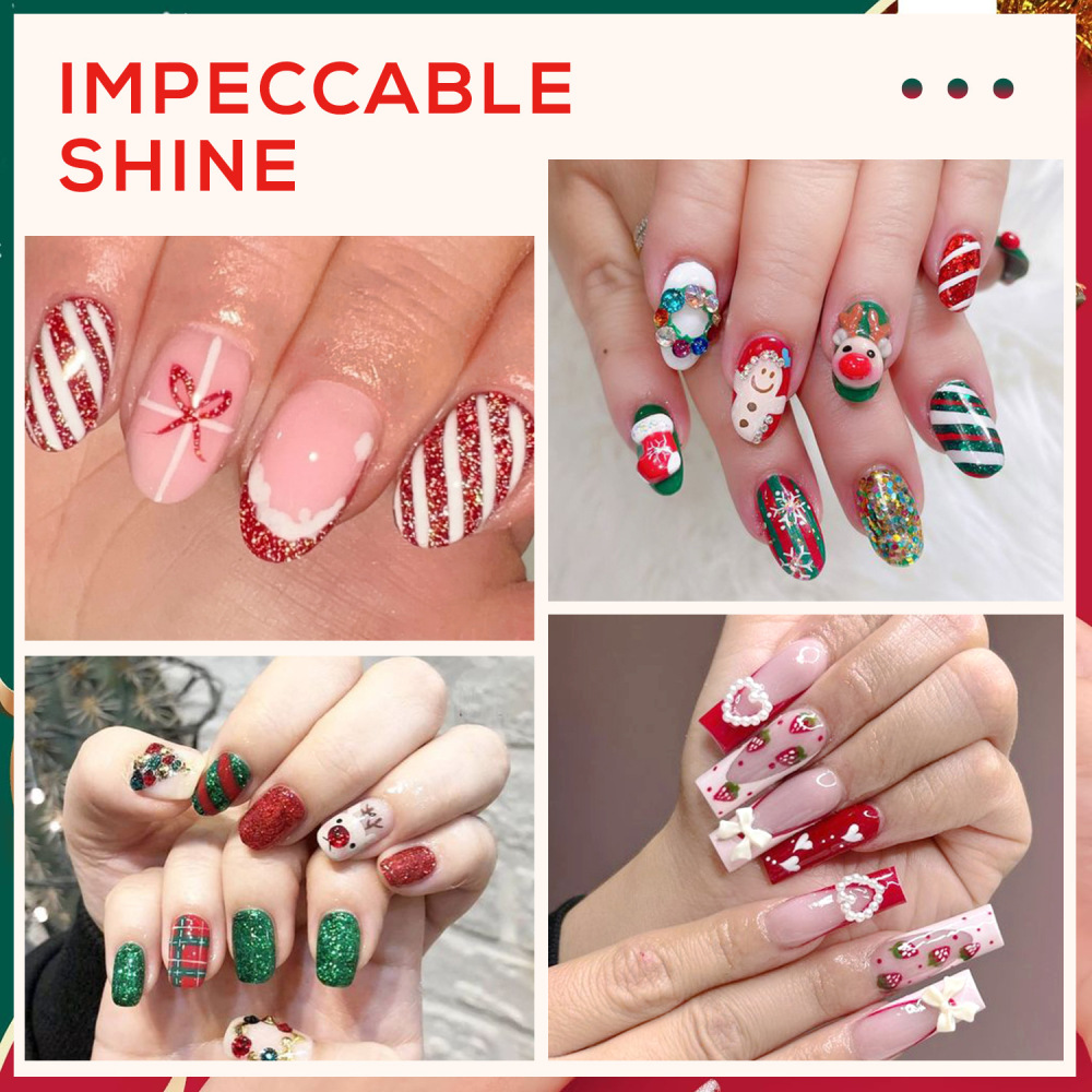 Nail polish for Halloween and Christmas: colorful, dazzling, glittery, trendy, no-bake, water-based, quick-drying, long-lasting.