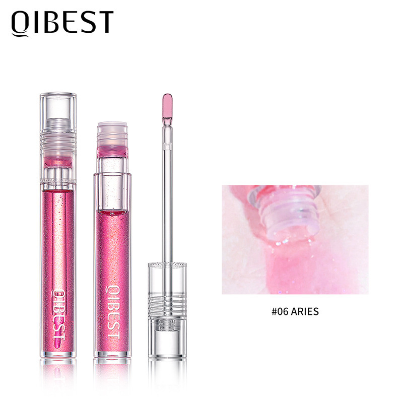 QIBEST Water Gloss Lip Gloss: Moisturizing and hydrating, mirror-like glass lip gloss, natural and three-dimensional, long-lasting, transparent lip color.