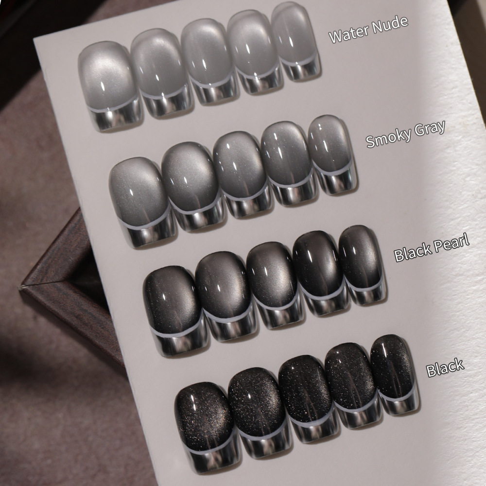 2025 new simple white water black pearl glass beads cat eye nail polish nail salon popular color