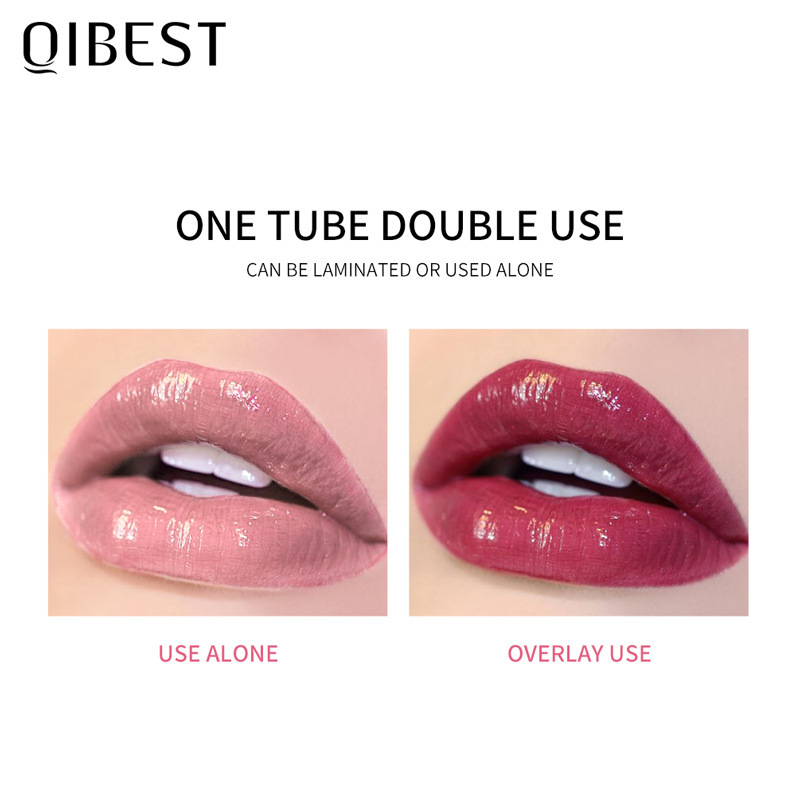 QIBEST Water Gloss Lip Gloss: Moisturizing and hydrating, mirror-like glass lip gloss, natural and three-dimensional, long-lasting, transparent lip color.
