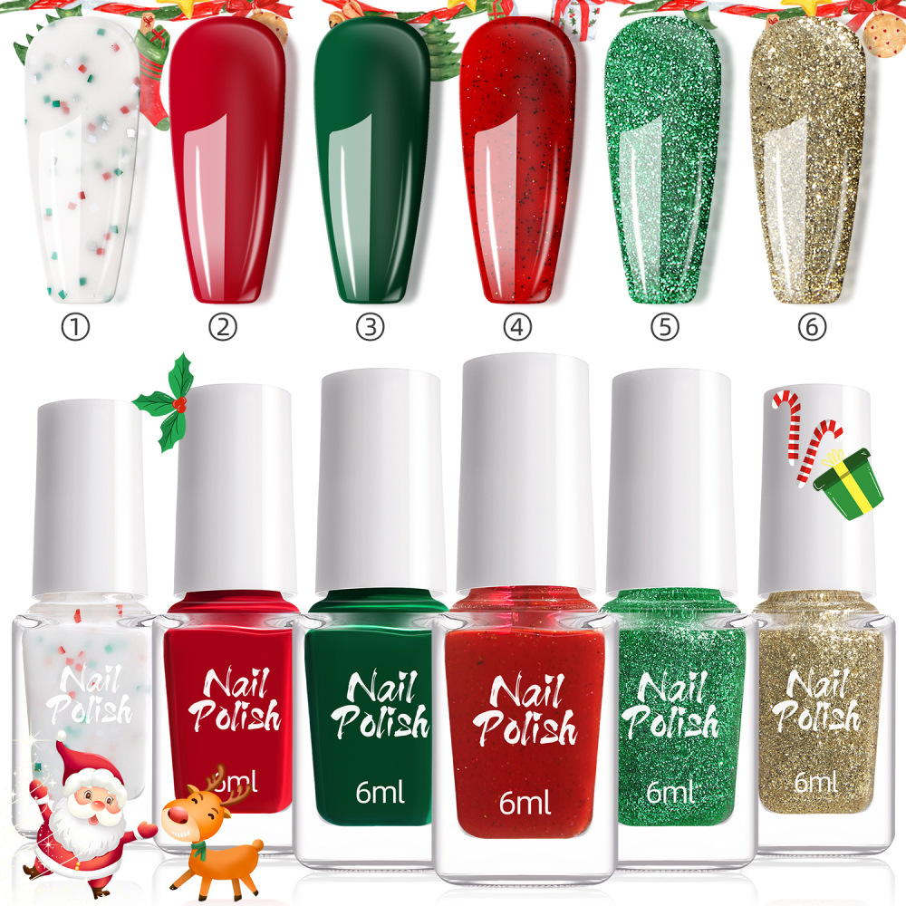 Nail polish for Halloween and Christmas: colorful, dazzling, glittery, trendy, no-bake, water-based, quick-drying, long-lasting.