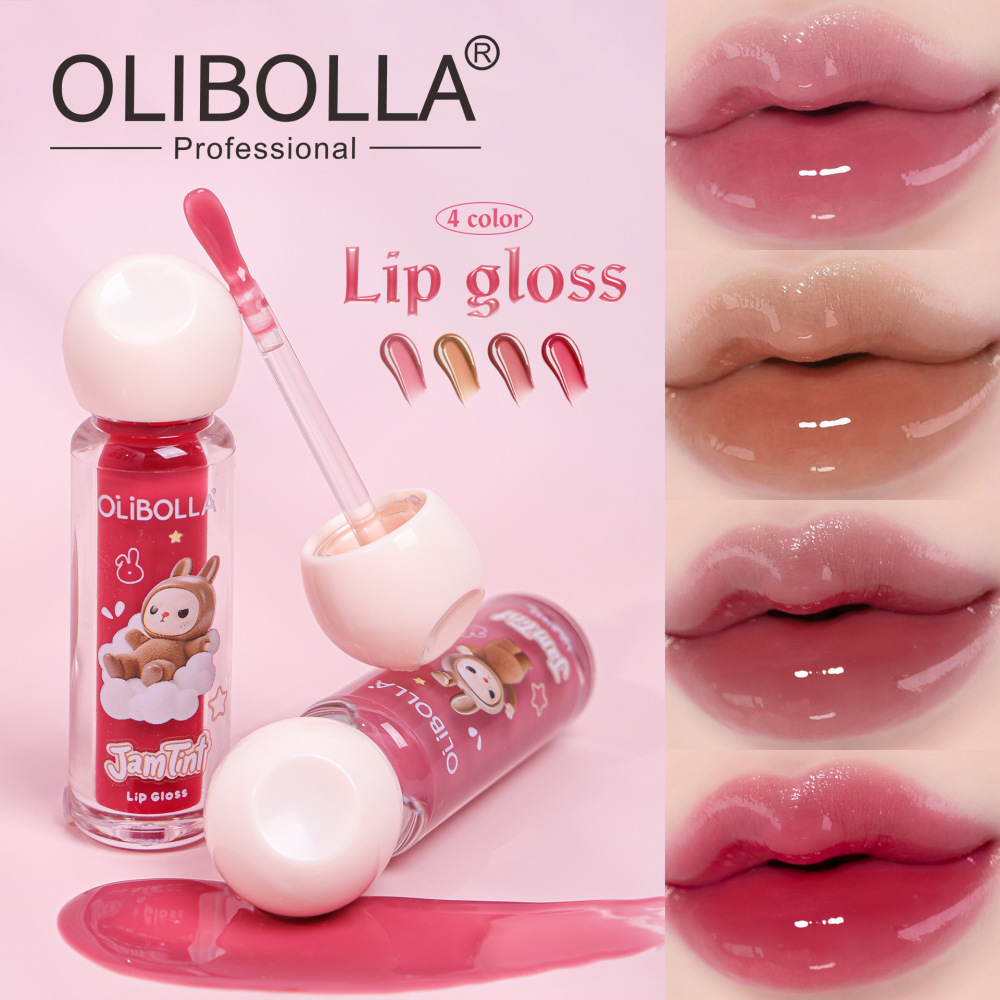 Cross-border best-selling Labubu water-gloss moisturizing lip gloss, long-lasting hydration, doesn't settle into lip lines, easy to apply, water-gloss moisturizing lip glaze