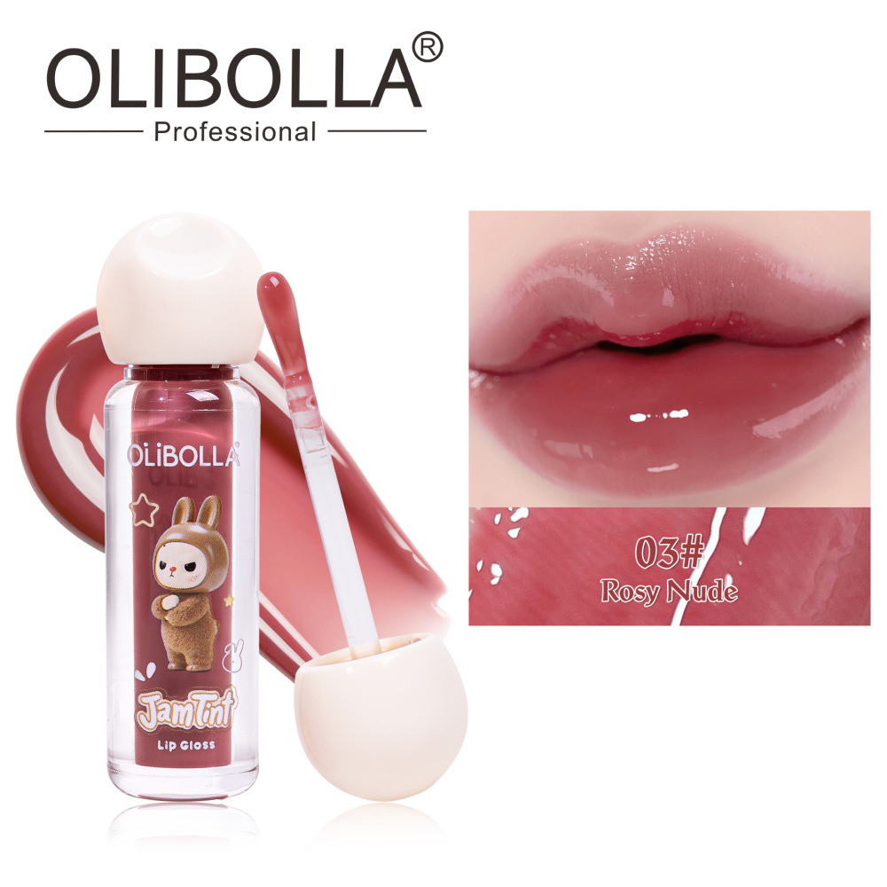 Cross-border best-selling Labubu water-gloss moisturizing lip gloss, long-lasting hydration, doesn't settle into lip lines, easy to apply, water-gloss moisturizing lip glaze