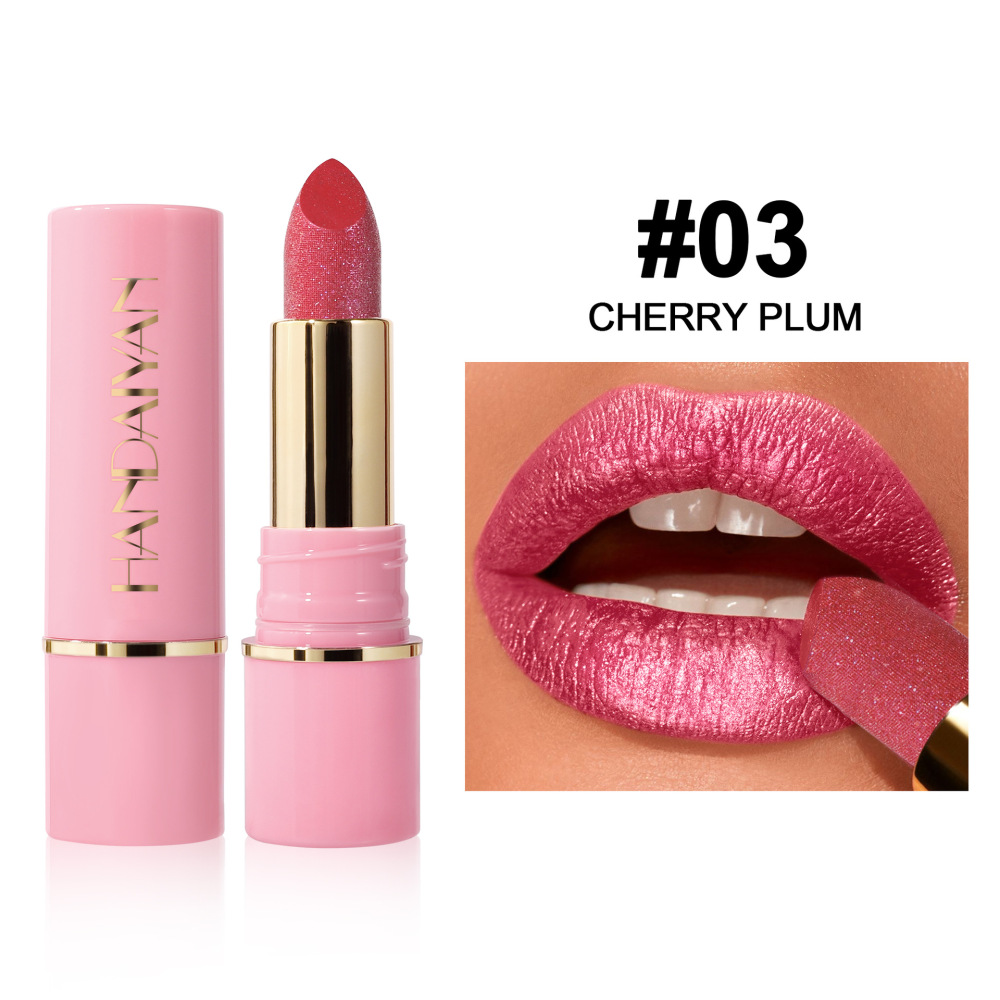 Pearlescent lipsticks in 8 colors, moisturizing and hydrating, handaiyan embossed mesh shimmering lip gloss, cross-border exclusive lipstick.