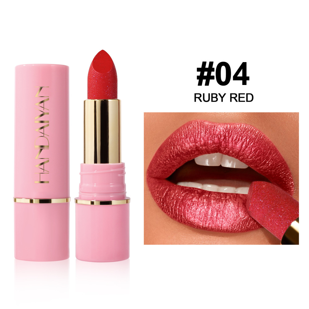 Pearlescent lipsticks in 8 colors, moisturizing and hydrating, handaiyan embossed mesh shimmering lip gloss, cross-border exclusive lipstick.