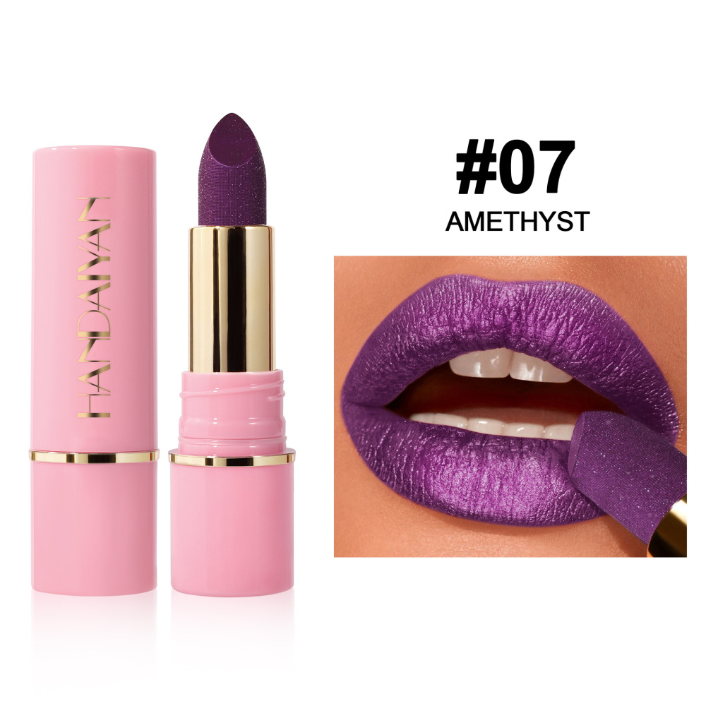 Pearlescent lipsticks in 8 colors, moisturizing and hydrating, handaiyan embossed mesh shimmering lip gloss, cross-border exclusive lipstick.