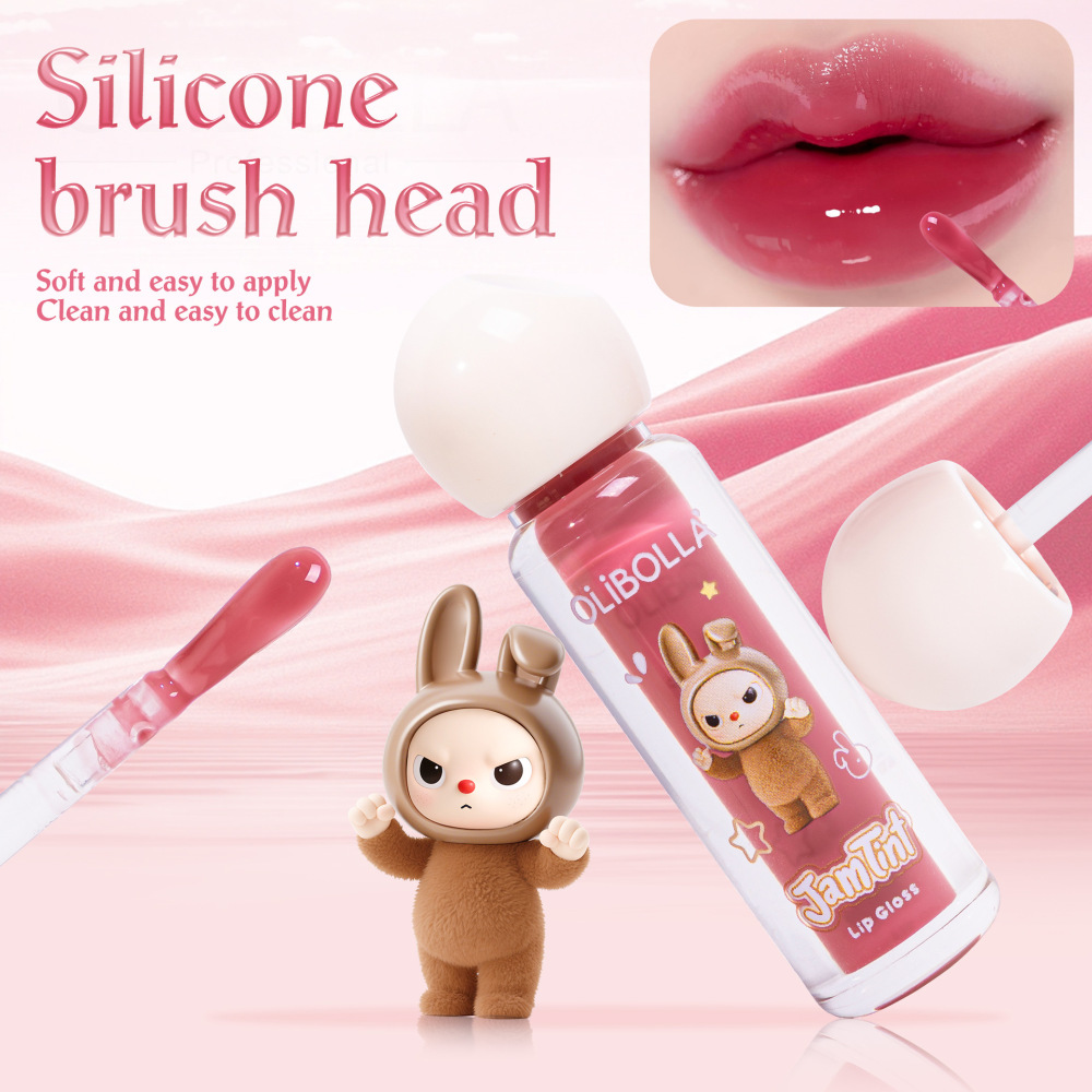 Cross-border best-selling Labubu water-gloss moisturizing lip gloss, long-lasting hydration, doesn't settle into lip lines, easy to apply, water-gloss moisturizing lip glaze