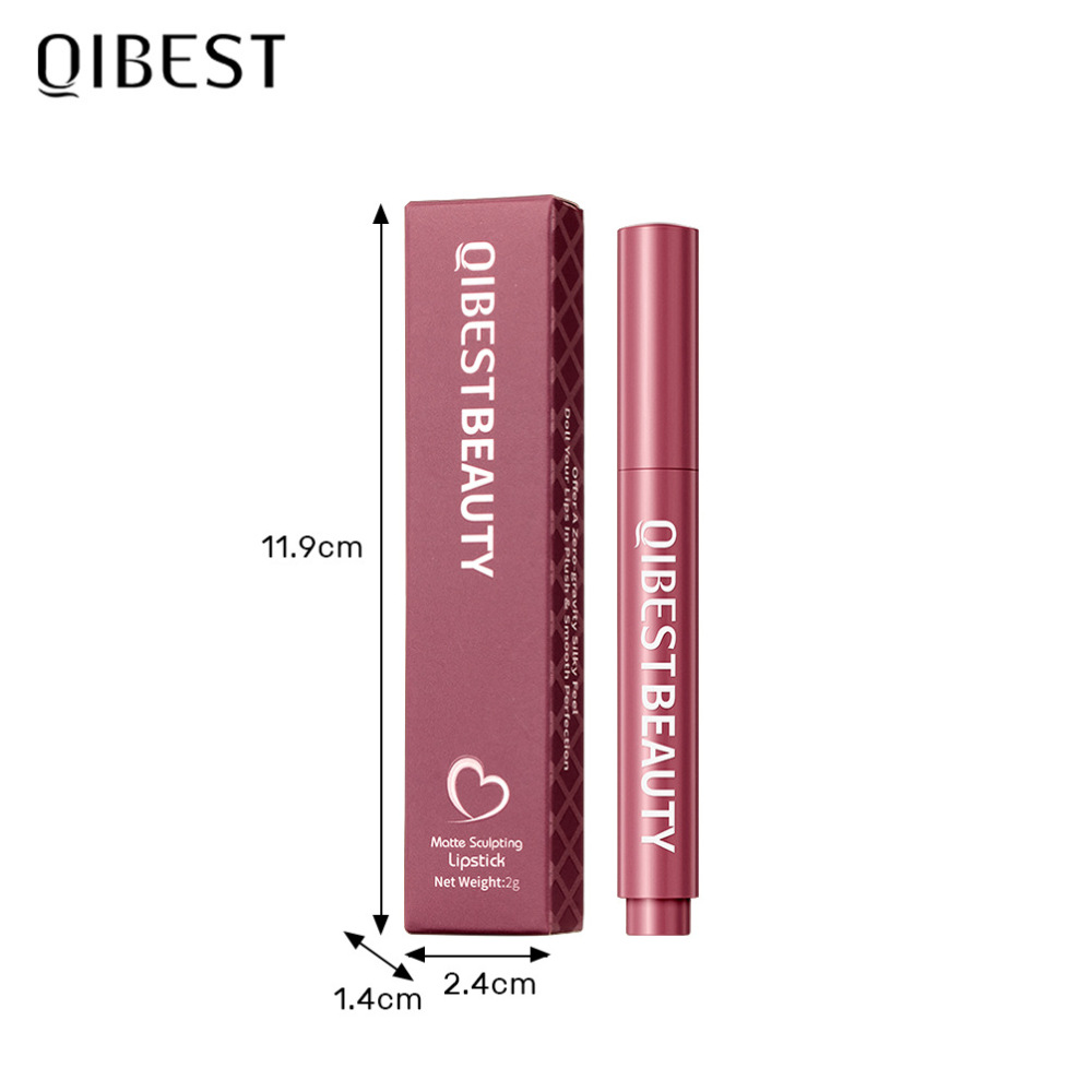 QIBEST跨境丝滑柔雾哑光口红轻薄不拔干不易掉色口红笔彩妆现货