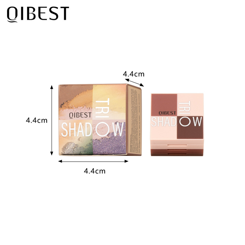 QIBEST3合1迷你眼影盒立体哑光珠光偏光自然初学者不飞粉眼影盘