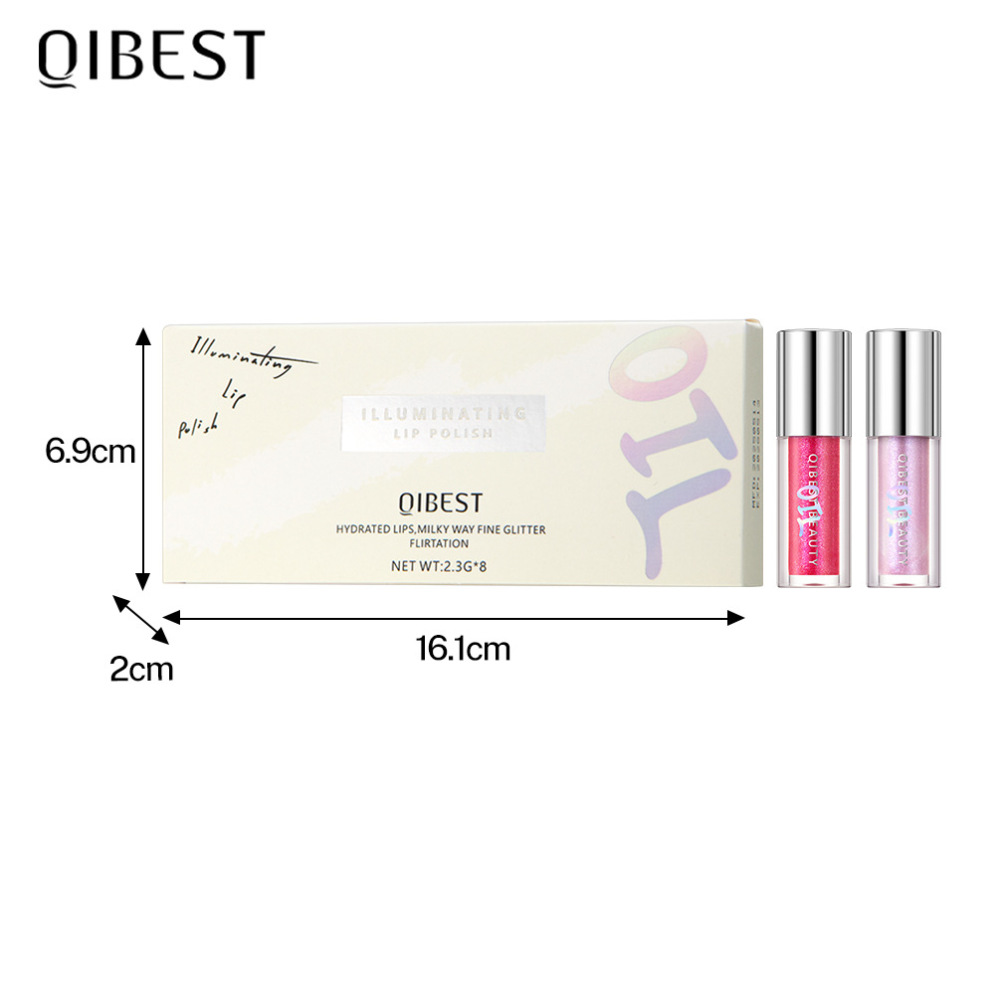 QIBEST跨境爆闪唇釉套装滋润持久镜面珠光唇蜜细闪液体口红套装