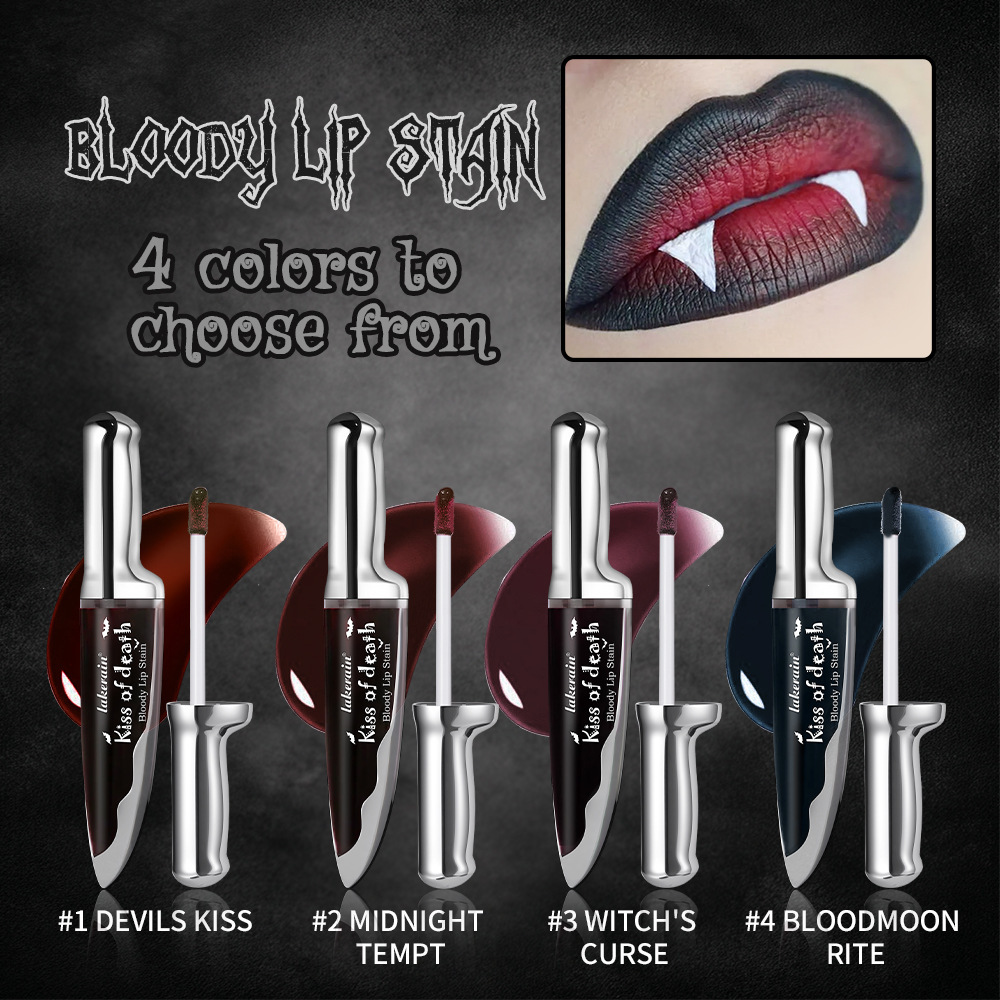 跨境lakerain BLOODY LIP STAIN 节日氛围个性暗黑系妆感唇彩