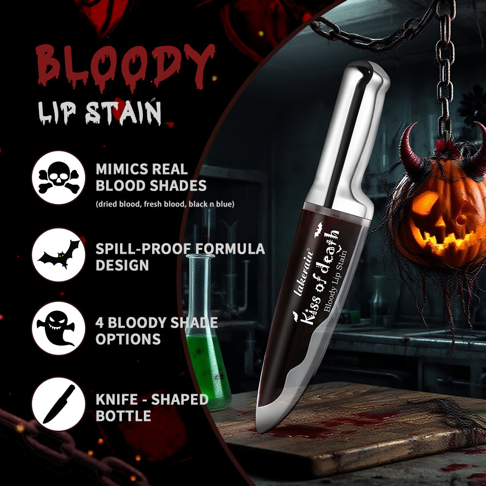 跨境lakerain BLOODY LIP STAIN 节日氛围个性暗黑系妆感唇彩