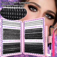Purple card eyelash book (part 6080100120P) +tweezers double-ended glue +镊子