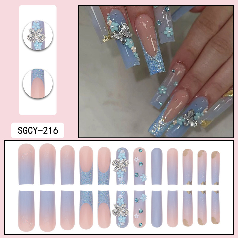 O5欧美甲片长款ins风穿戴甲辣妹穿戴式指甲贴美甲甲片成品批发