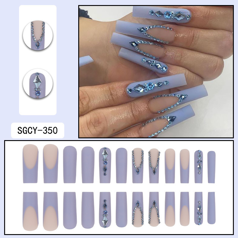 O7美甲甲片长款欧美穿戴甲批发夏季高级感可穿戴式指甲贴片nail