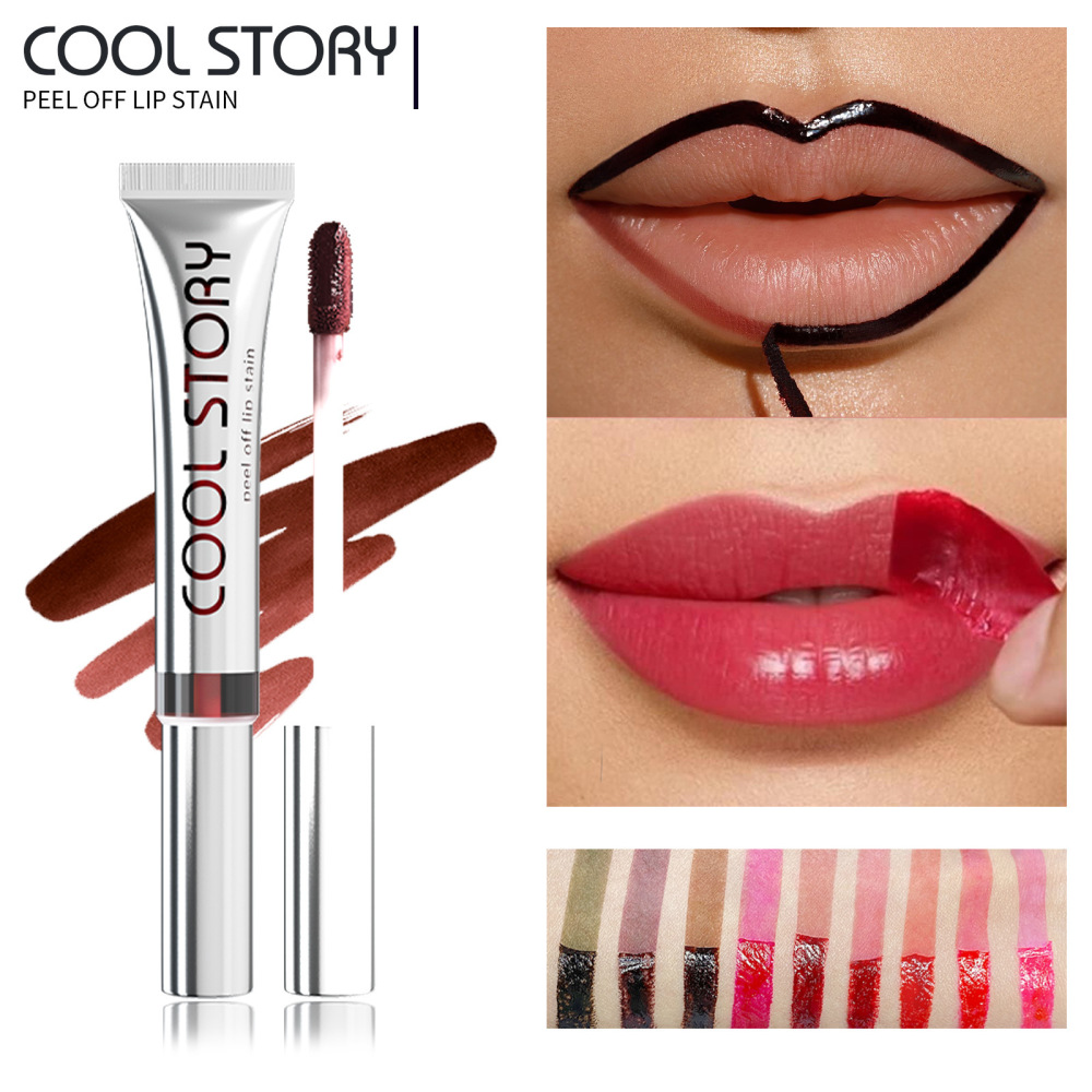coolstory撕拉唇釉 哑光不易沾杯可剥离唇线口红留色唇彩