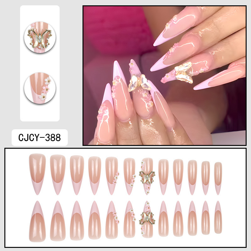 O7美甲甲片长款欧美穿戴甲批发夏季高级感可穿戴式指甲贴片nail