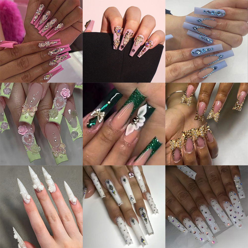 O7美甲甲片长款欧美穿戴甲批发夏季高级感可穿戴式指甲贴片nail