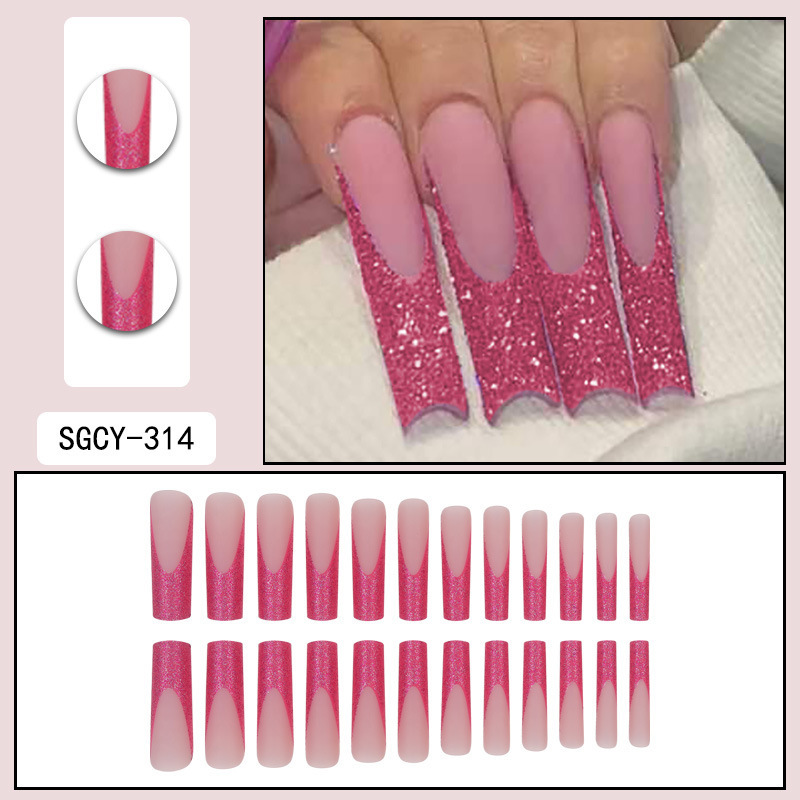 O7美甲甲片长款欧美穿戴甲批发夏季高级感可穿戴式指甲贴片nail
