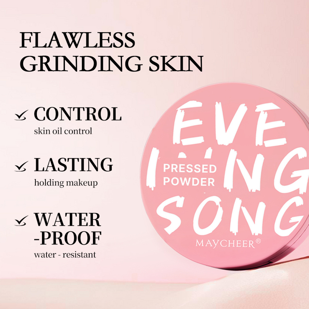MAYCHEER美茜儿晚歌柔光粉饼跨境显白防水防汗哑光提亮女自然裸妆