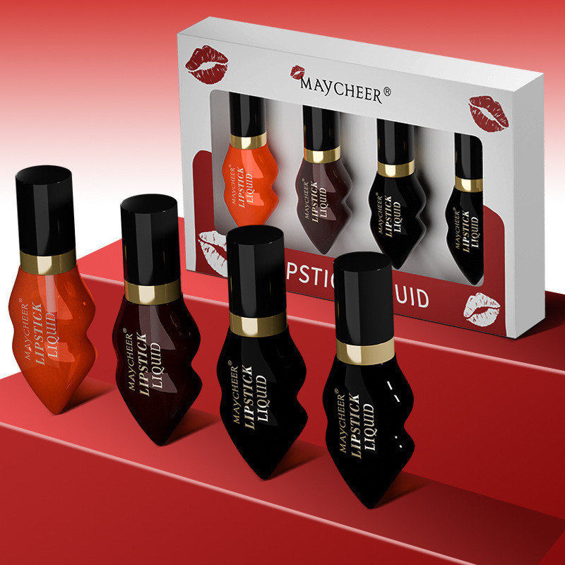 MAYCHEER口红水4支装套盒染唇液唇颊两用胭脂防水跨境外贸全英文