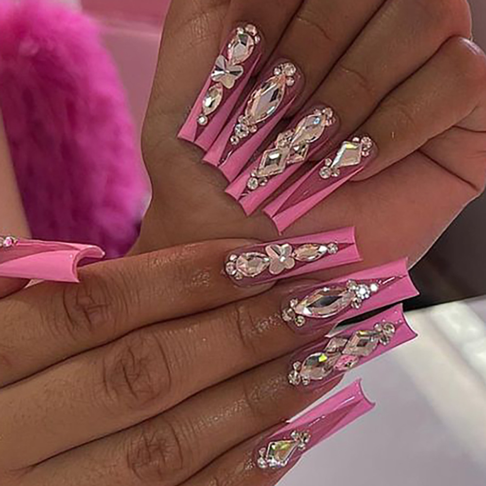 O7美甲甲片长款欧美穿戴甲批发夏季高级感可穿戴式指甲贴片nail