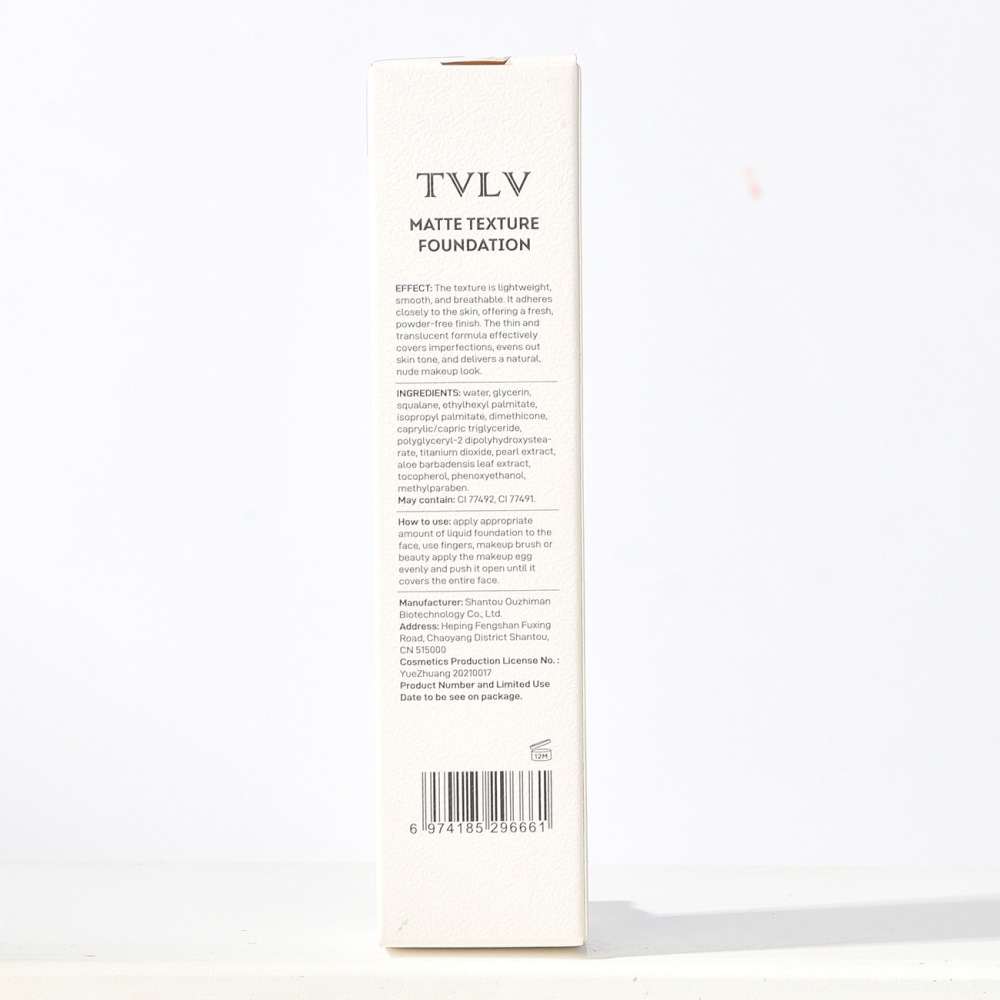 TVLV哑光质感粉底液离遮瑕控油保湿干皮奶油肌不脱妆跨境外贸专供