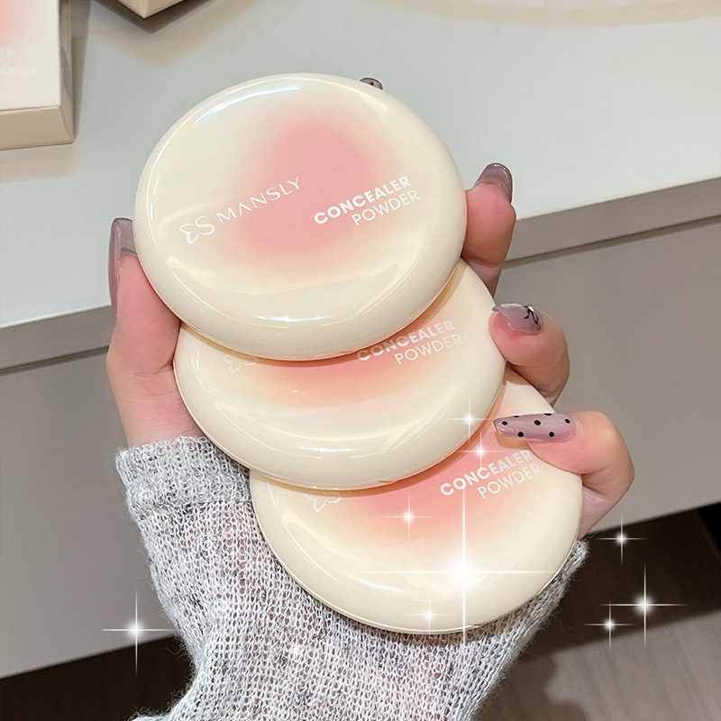 MANSLY微光柔焦蜜粉饼控油防汗防水吸油细腻服帖不易卡粉清透学生