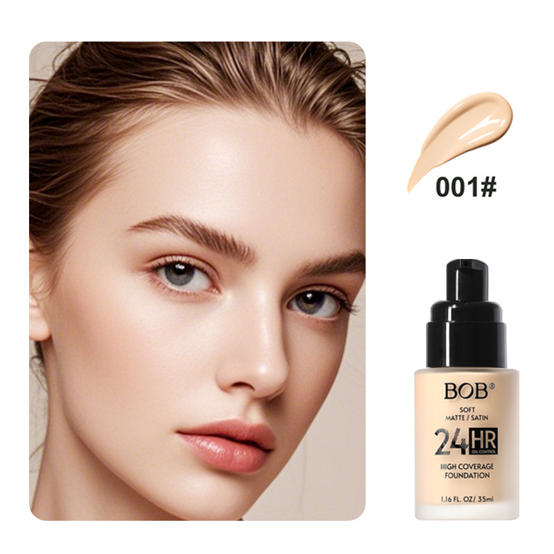 跨境彩妆bob雾面哑光粉底液遮瑕持久不脱妆控油不卡粉保湿粉底霜