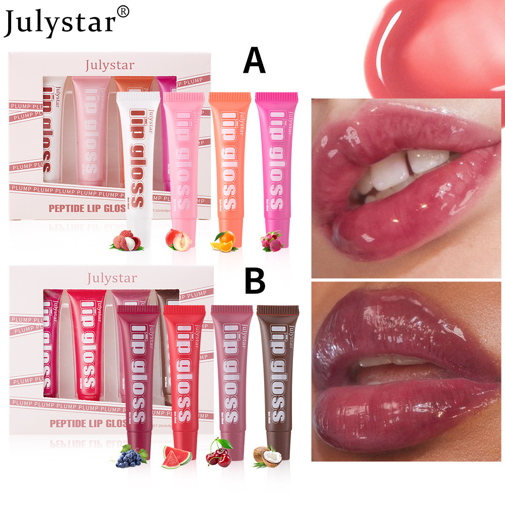 Julystar水果味唇蜜4支套装唇部唇釉润唇油彩妆