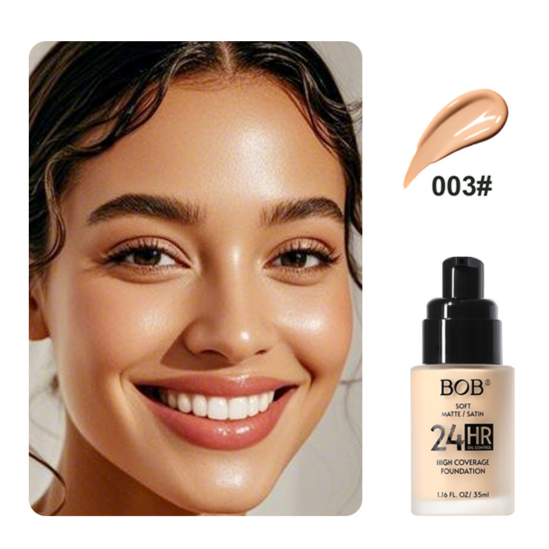跨境彩妆bob雾面哑光粉底液遮瑕持久不脱妆控油不卡粉保湿粉底霜