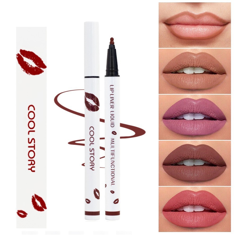 coolstory唇线哑光液体口红笔速干不沾杯唇彩固色唇釉持久防水汗