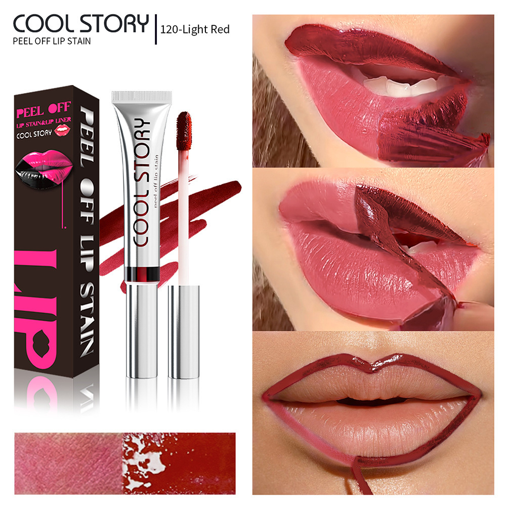 coolstory撕拉唇釉 哑光不沾杯可剥离唇线口红 持久留色唇彩跨境