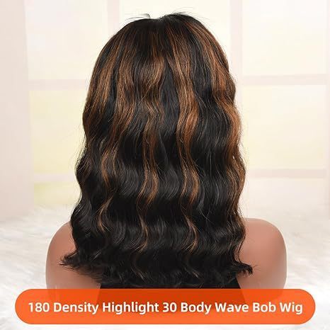 亚马逊新品假发 欧美女士棕色挑染中分短卷发大波浪wigs 厂家批发
