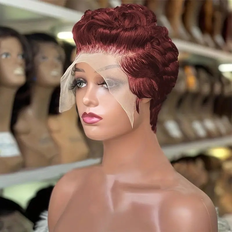 13x4 pixie cut wig human hair短款拼接发套curly hair