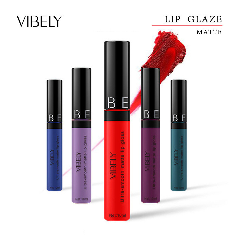 VIBELY29色圆管哑光唇釉防水不脱妆不沾杯液体唇彩爆款wish速卖通