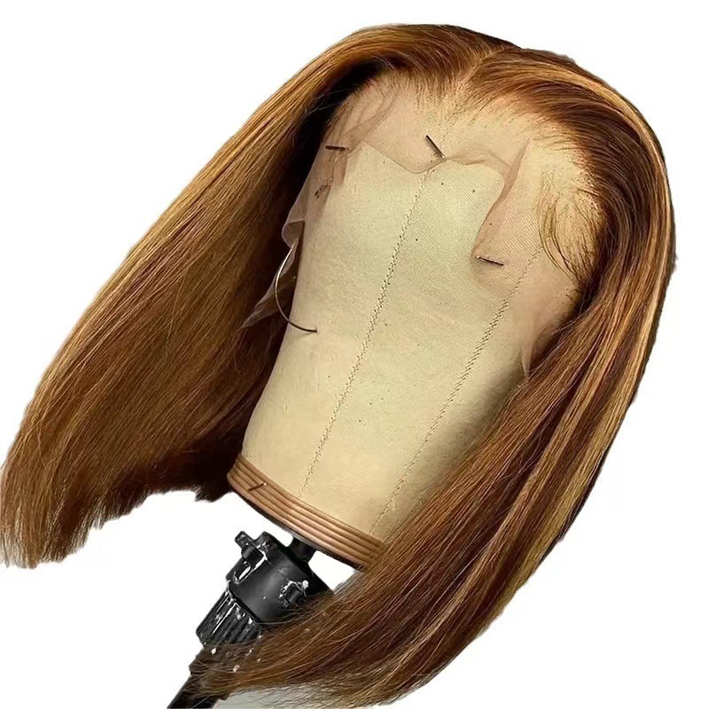 非洲跨境假发女黑色短直发中分bobo头化纤头套short hair现货批发