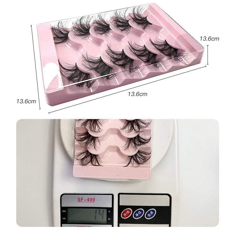 欧美跨境高仿炸毛半眼假睫毛5对装浓密卷翘仿真嫁接眼睫毛批发