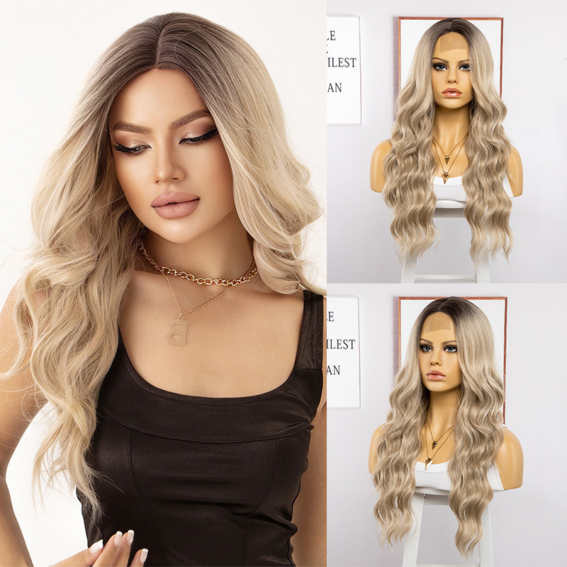 亚马逊新品欧美长卷发假发女 hair wigs前蕾丝化纤lace假发头套