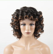 短卷发拉美卷假发整顶黑人烫假发化纤头套 Short Afro Curly Wigs