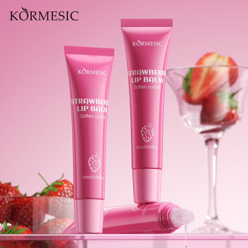 速卖通热销香草莓护唇油KORMESIC Lip Balm全英文润唇油外贸出口