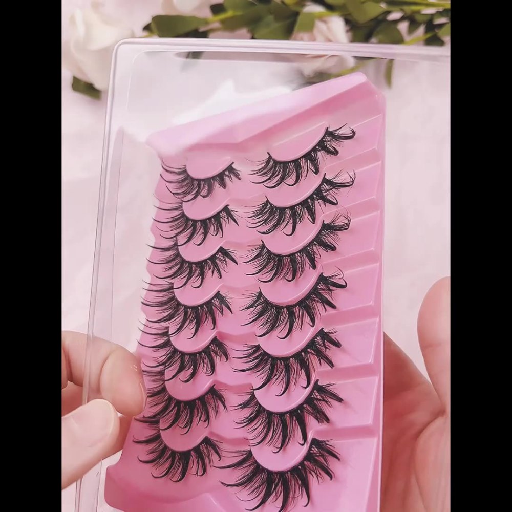 欧美跨境新品7对装假睫毛浓密夸张卷翘仿真眼睫毛嫁接睫毛批发