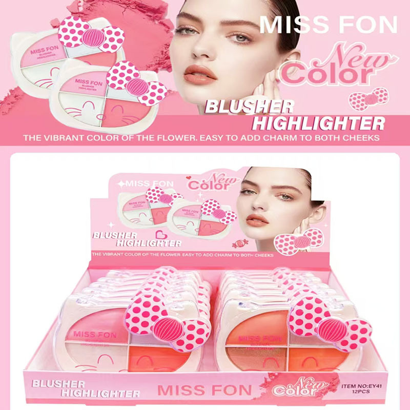 MISSFON新品外贸跨境粉饼干湿两用粉饼修容腮红珠光哑光眼影彩妆