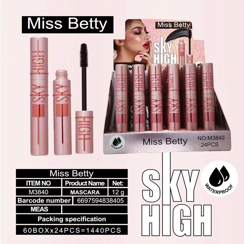 新品外贸跨境MissBetty浓密卷翘防水睫毛膏彩妆批发Mascara cream