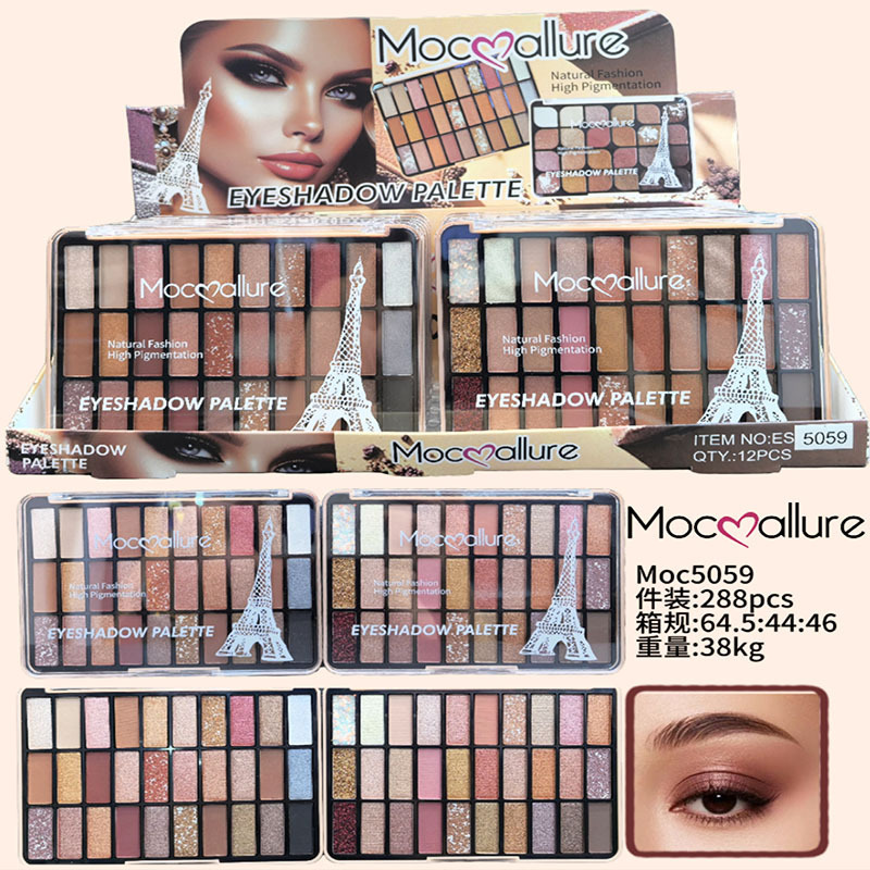 Mocoallure新款外贸跨境埃菲尔铁塔封面多色眼影盘珠光哑光腮红