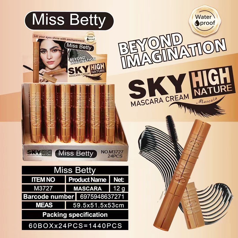 新品外贸跨境MissBetty浓密卷翘防水睫毛膏彩妆批发Mascara cream
