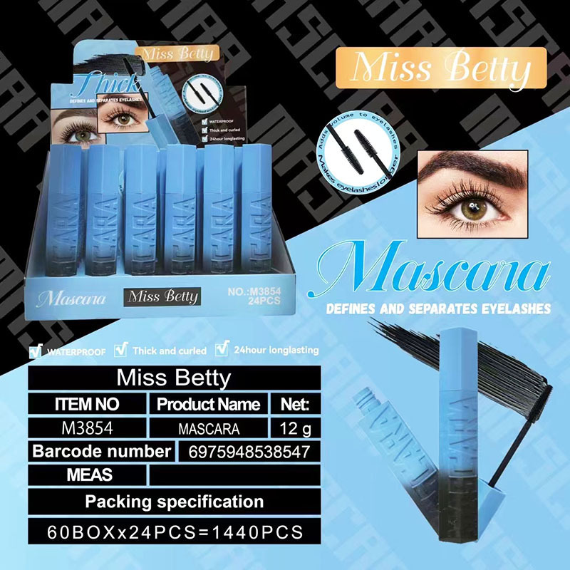 MissBetty新款外贸跨境浓密卷翘防水睫毛膏彩妆批发Mascara cream