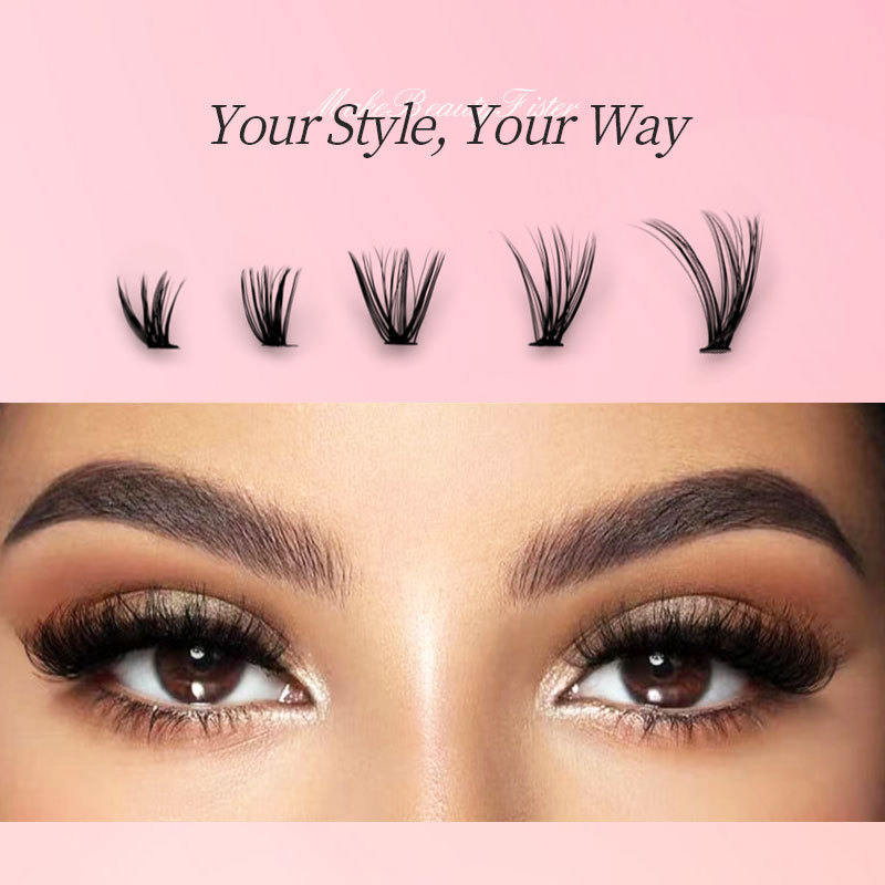 分段式30D40D热熔朵毛自嫁接12排装大容量单簇混装浓密欧美假睫毛