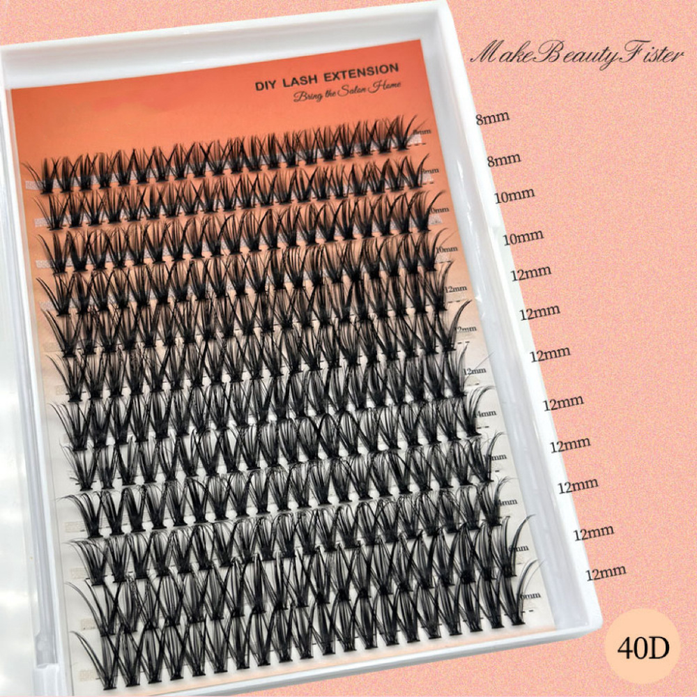 分段式30D40D热熔朵毛自嫁接12排装大容量单簇混装浓密欧美假睫毛