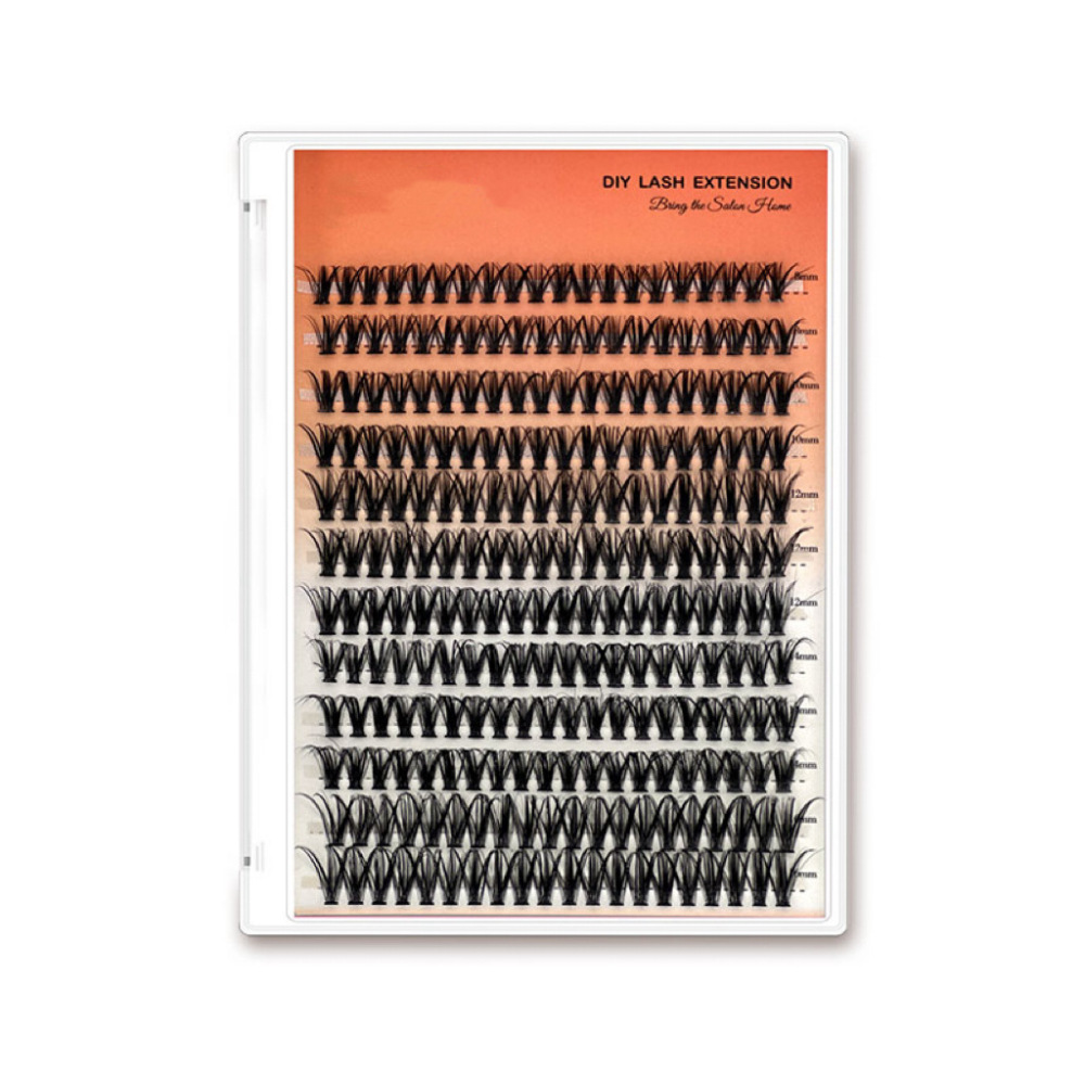 分段式30D40D热熔朵毛自嫁接12排装大容量单簇混装浓密欧美假睫毛